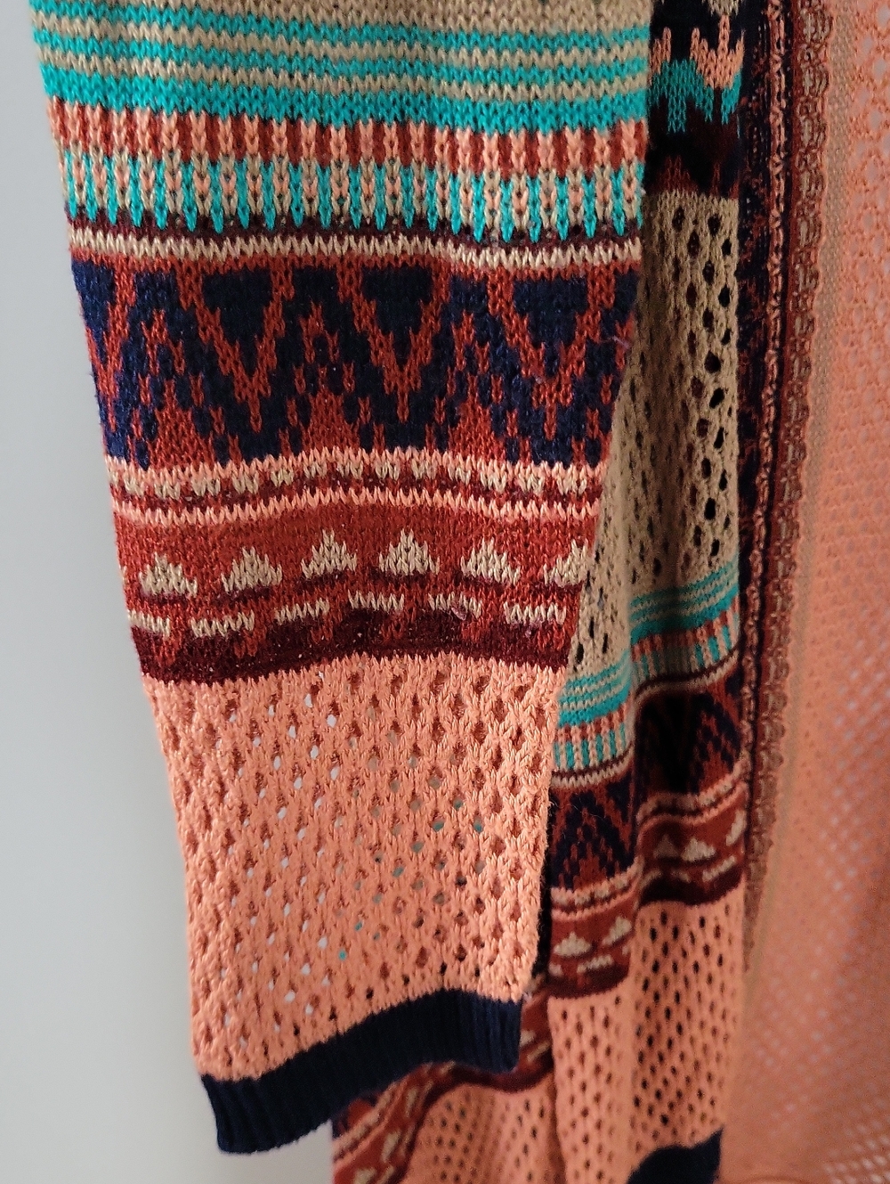 Say What? Aztec Open Fringe Knit Cardigan, Size 2X - Picture 4 of 6